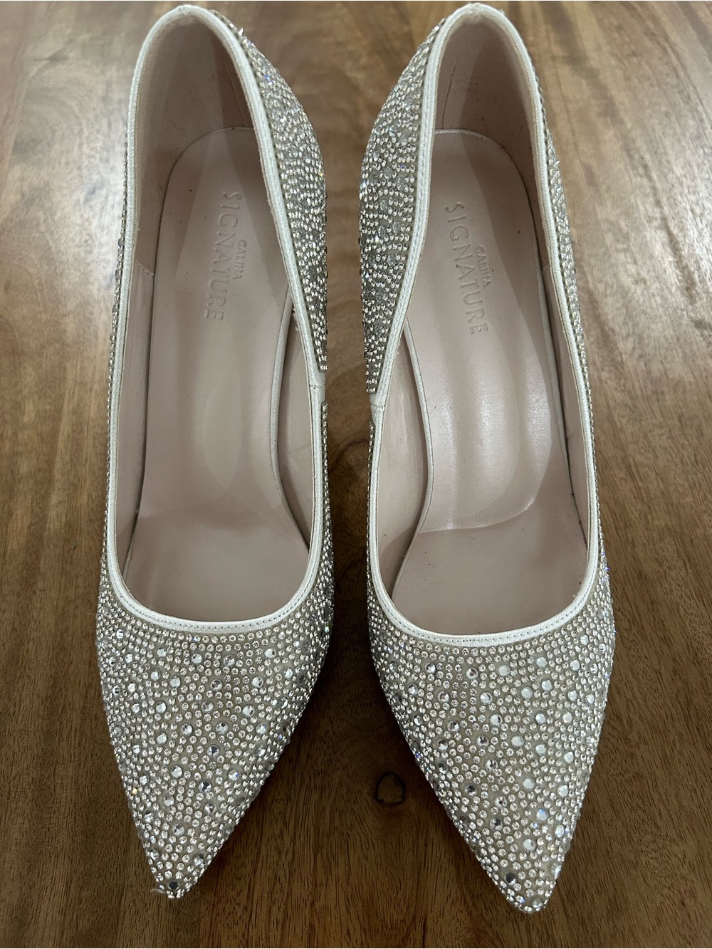 Crystal-Embellished Ivory Pointed-Toe Stiletto Heels- Bridal
